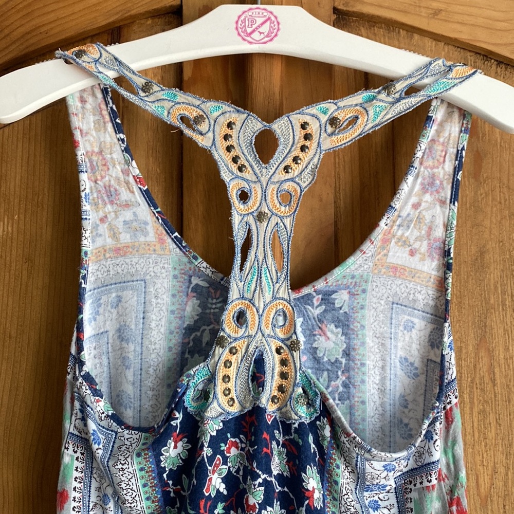 American Rag Embroidered Racerback Boho Tank Top - Picture 3 of 16